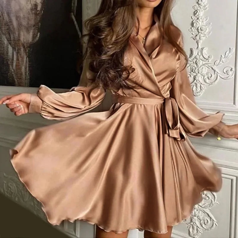 Robe Portefeuille Satin Marron chez robeportefeuille.com