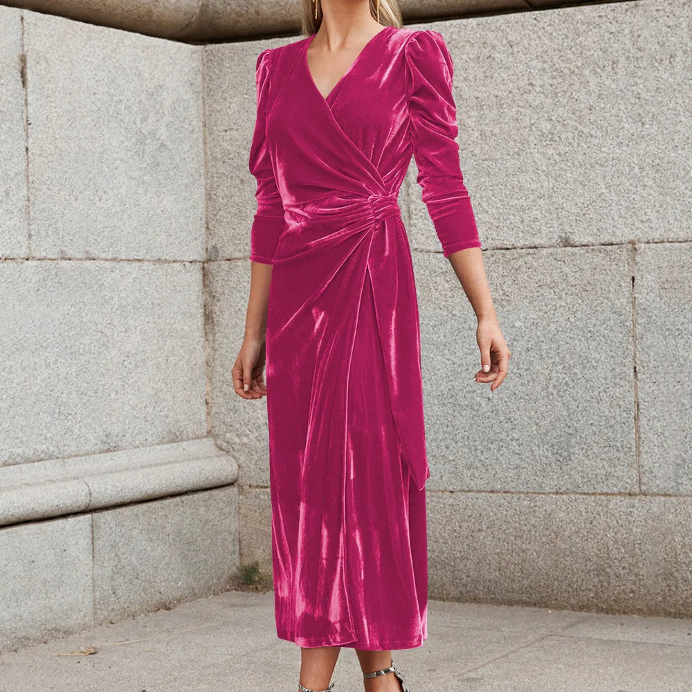 Robe Portefeuille Soirée Rose Rouge chez robeportefeuille.com