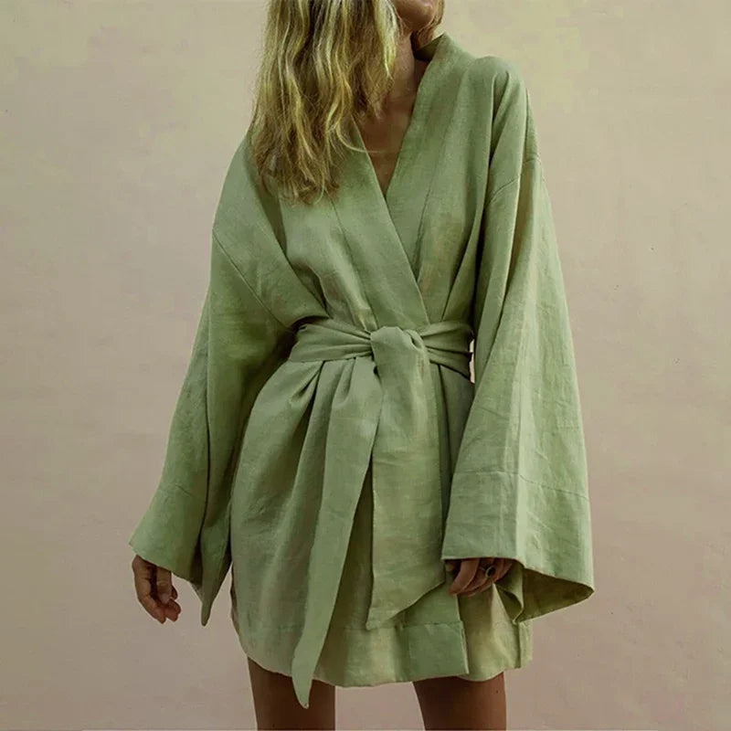 Robe Portefeuille Lin vert chez robeportefeuille.com