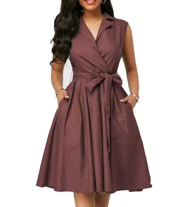 Robe Portefeuille Sans Manche Marron chez robeportefeuille.com