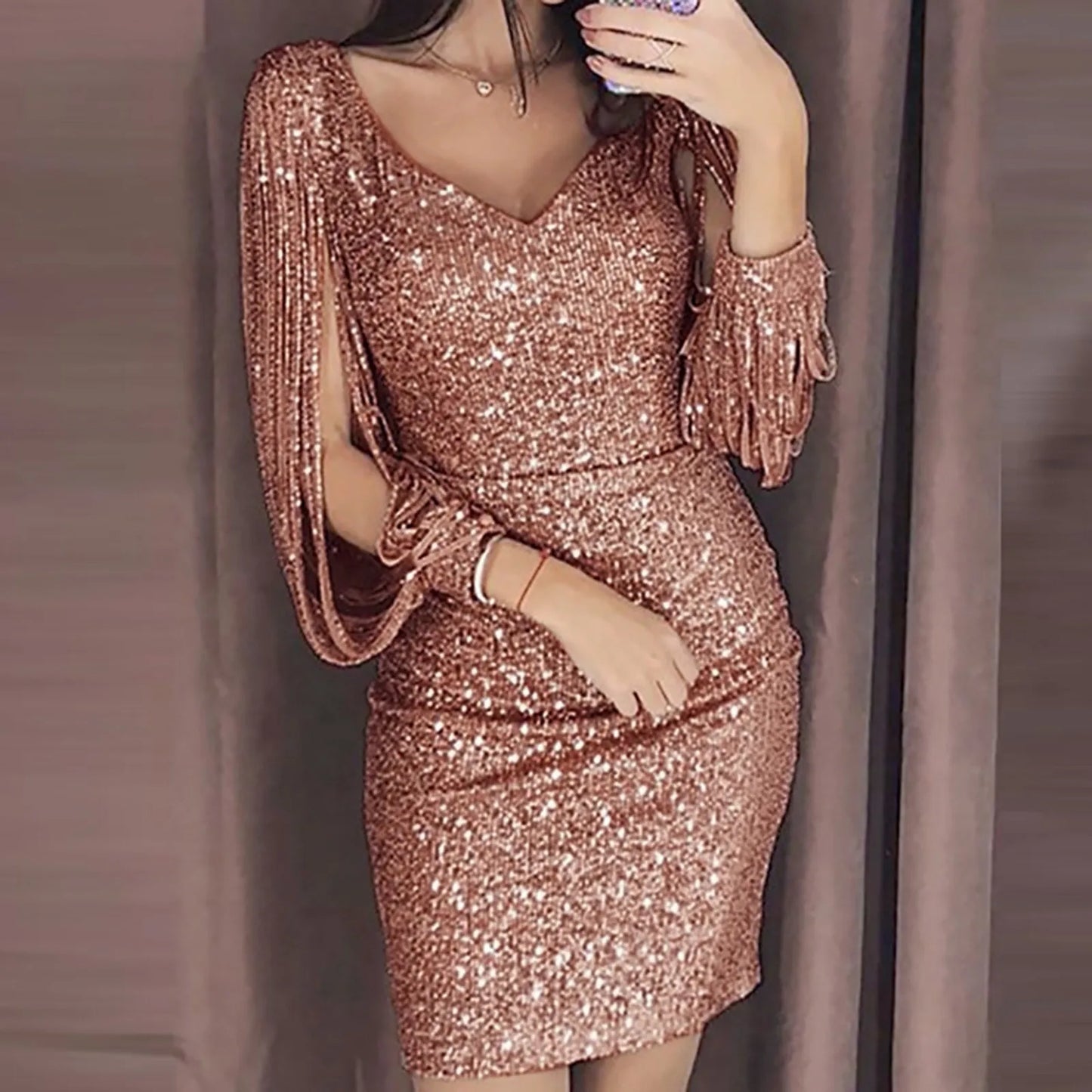 Robe Portefeuille Paillette Kaki chez robeportefeuille.com