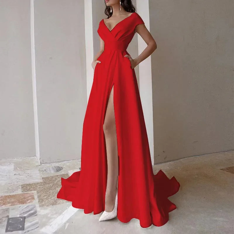 Robe Portefeuille Chic Pour Mariage Rouge chez robeportefeuille.com