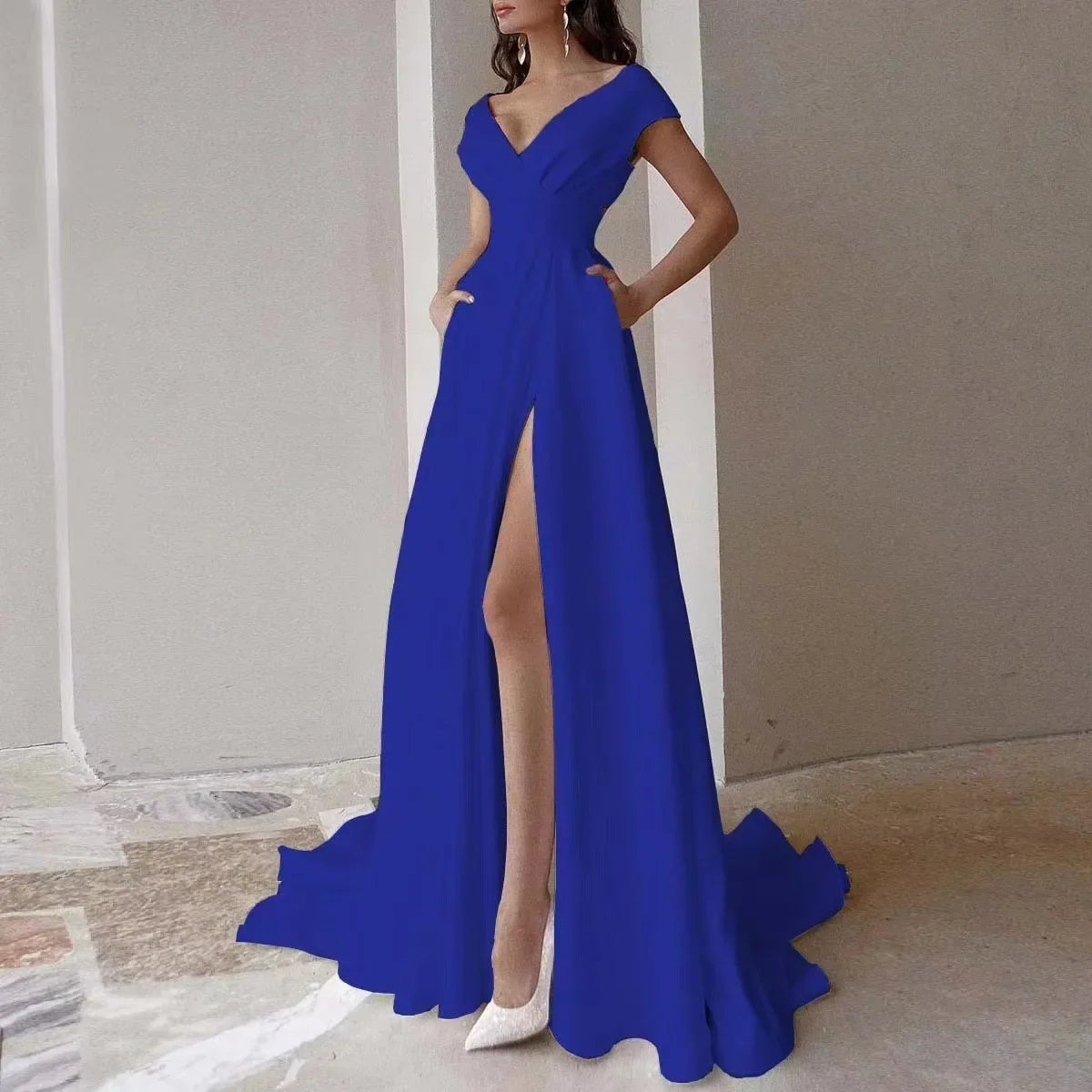 Robe Portefeuille Chic Pour Mariage Bleu chez robeportefeuille.com